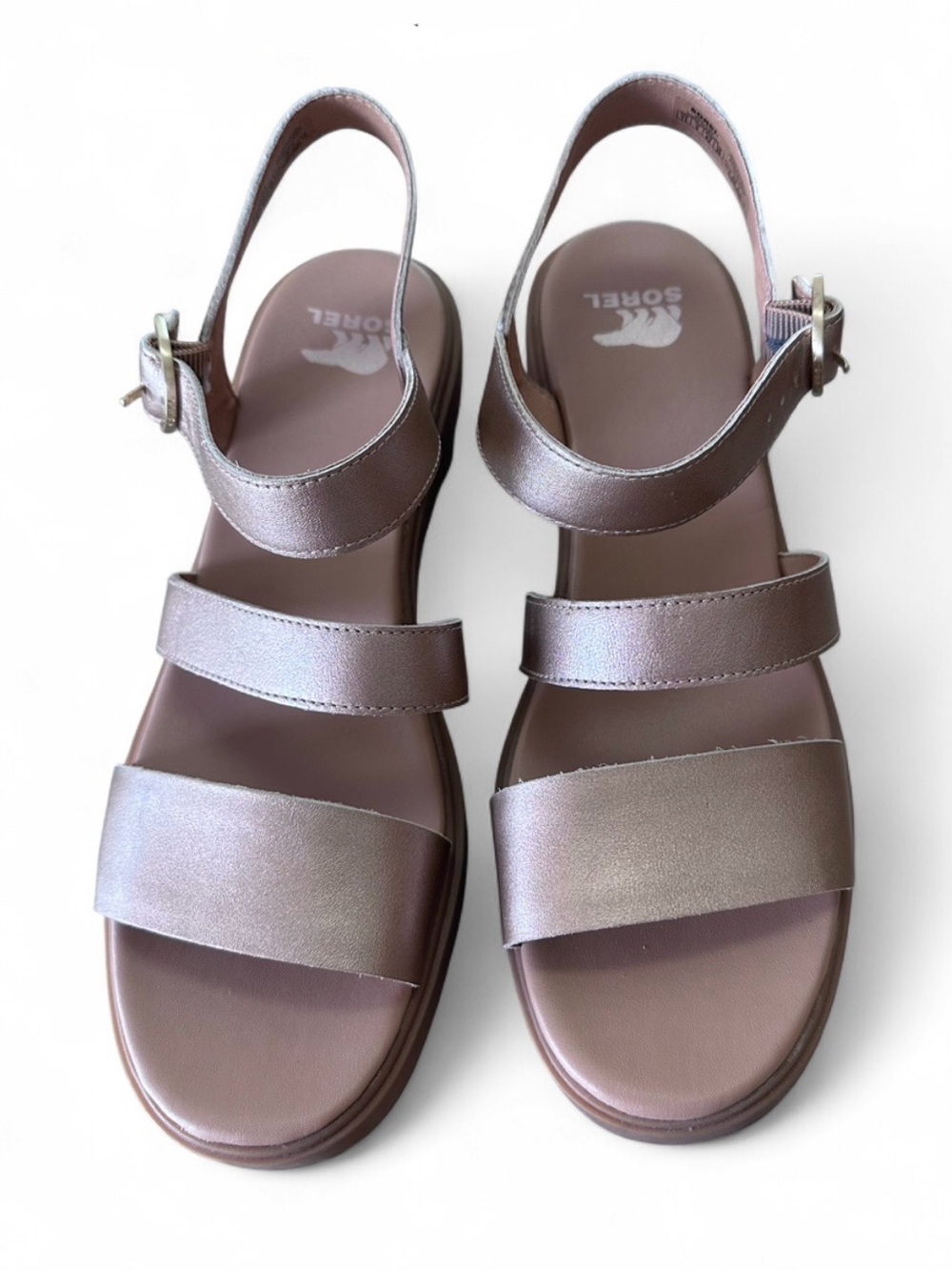 Sorel Women's Metallic Mauve Three-Strap Slingback Sandals